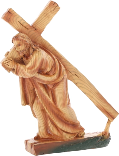 Figur af Jesus, der bærer korset, i polyresin 23 × 7 × 28,5 cm