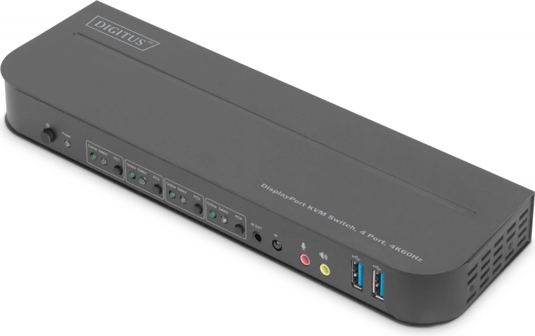 Digitus 4-port KVM-switch DisplayPort/HDMI 4K 60 Hz med USB og lyd