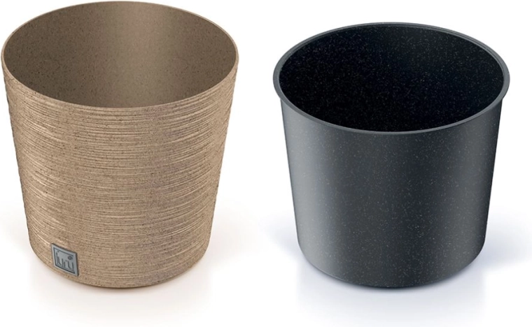Furu Round Low Eco Wood urtepotte med indsats 25 cm – naturo