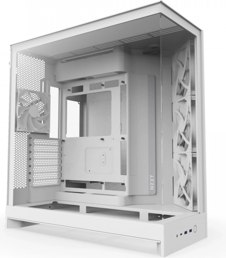 NZXT H9 Flow hvidt mid-tower kabinet med panoramaglas