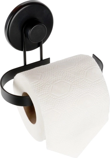 Metaltholder til toiletpapir med sugekop – sort