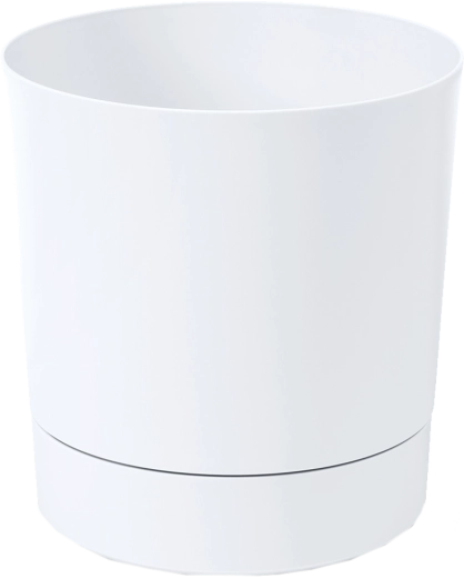Blomsterkrukke med underskål AURA 28 cm hvid