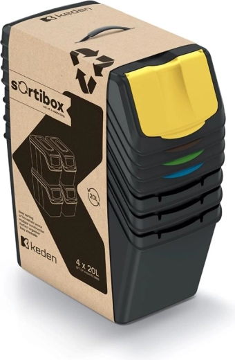 Sæt af sorteringsspande Sortibox 4×20 l – stabelbare affaldsbeholdere