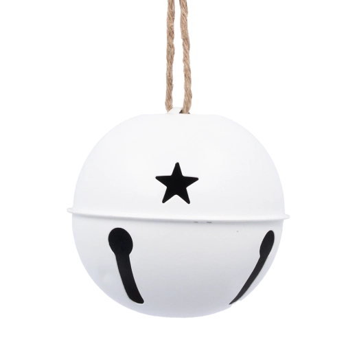 Hvid juleophæng i metal med klokke
