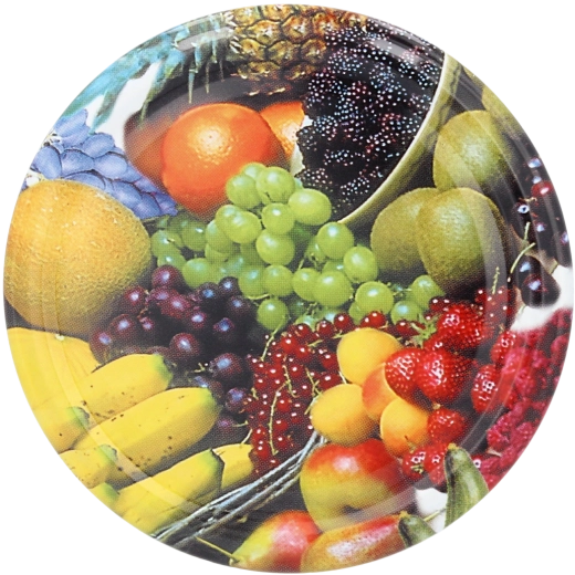 Sæt med metal­låg Twist-off 82 mm med frugtdekor, 10 stk