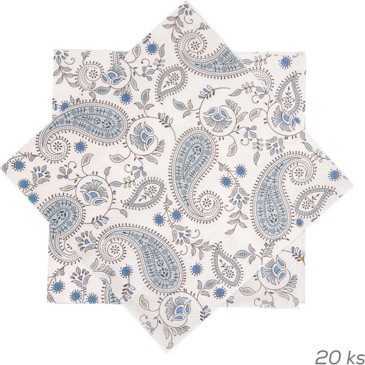 Papirservietter med kashmir-mønster 33 × 33 cm, 20 stk