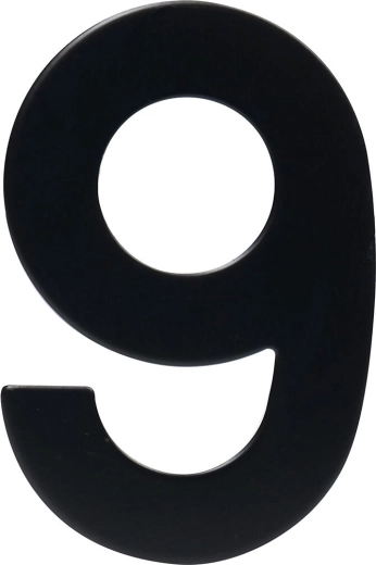Husnummer 9, 95 mm, rustfrit stål, sort mat