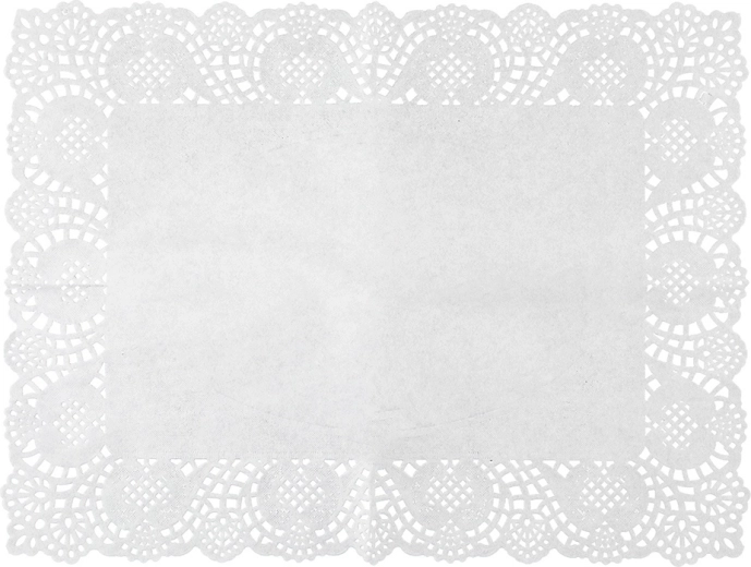 Sæt med 8 rektangulære papirservietter under kage 40 × 30 cm, hvide - 8 stk.