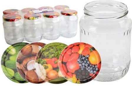 Sylteglas 720 ml TWIST 82 med låg, mix af dekorer (8 stk.)