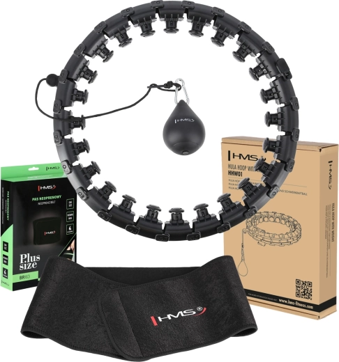 Massage smart hula hoop HMS HHW12 Plus med justerbar ring og bælte BR163 – sort