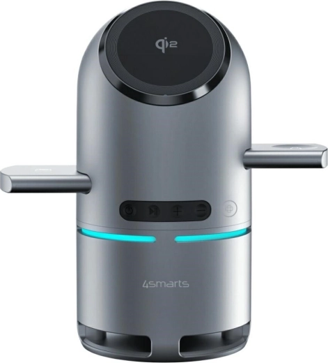 Trådløs opladningsstation 3-i-1 4smarts ChargeBot Sound Qi2 grå