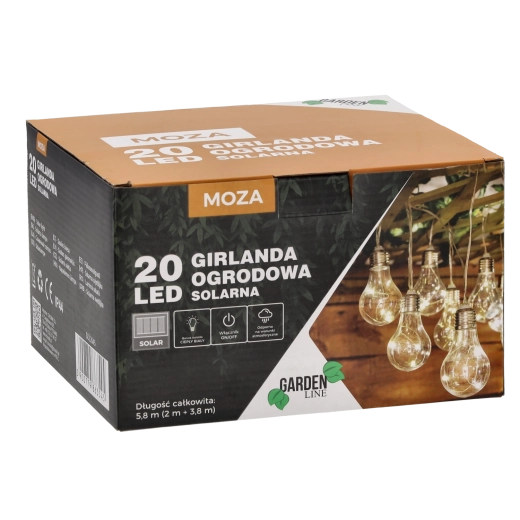 Solcelle haveguirlande 20 LED varm hvid 5,8 m IP44