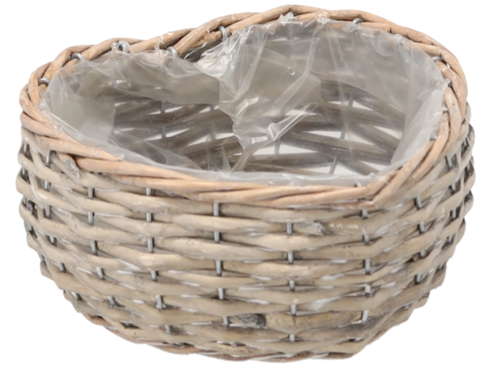 Flettet kurveovertræk til blomster hjerte 17 × 19 × 8 cm, grå