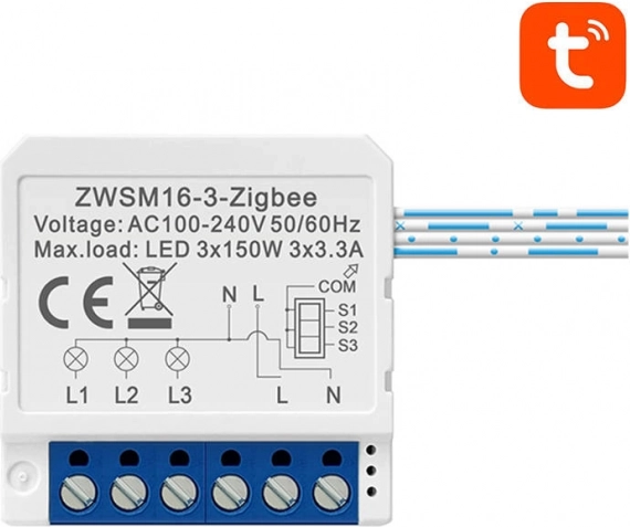 Smart afbrydermodul ZigBee Avatto ZWSM16-W3 TUYA