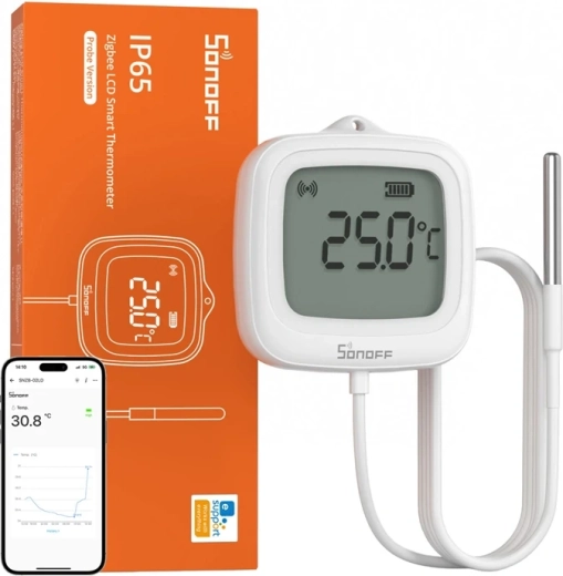 Zigbee temperatursensor SONOFF SNZB-02LD med LCD-skærm og sonde