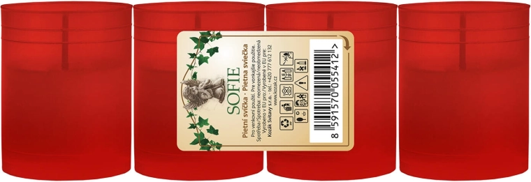 Reserve gravlys rød 6 cm, paraffin, 4×15 t, 4 stk.