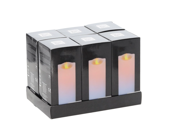 LED-lys med bevægelig flamme 7 × 15 cm hvid