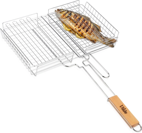 Vilde grillkurv i metal med træhåndtag 41,5 × 28 cm