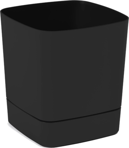 Blomsterpotte med underskål Clima 16 × 16 cm, sort, mat