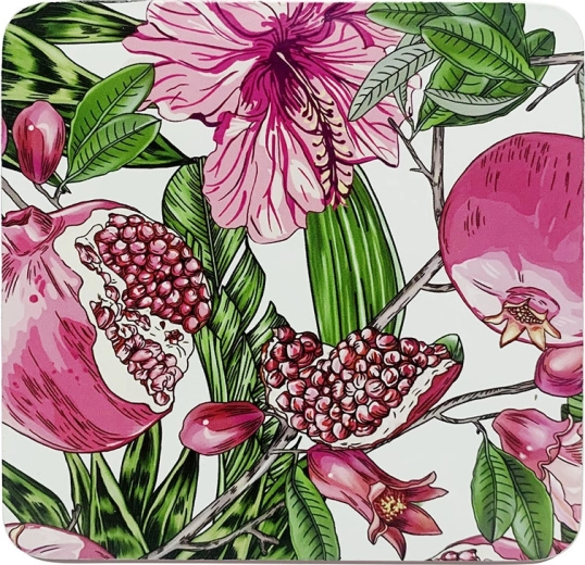 Sæt med 4 bordskånere Hibiscus 10 × 10 cm i gaveæske