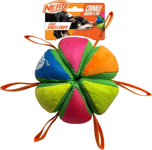 Nerf Dog pivelydende og knitrende bold med stropper 15 cm