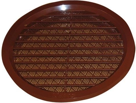 Ventilationsrist i plast med net, diameter 125 mm – Brun