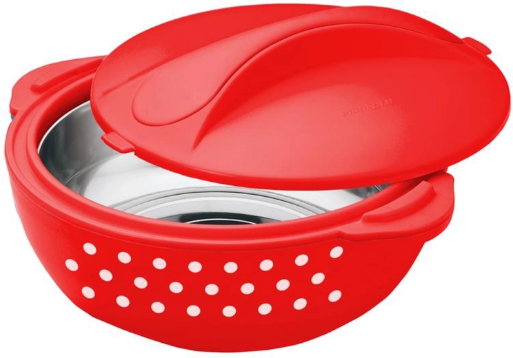 Termokasserolle 5 l rød med hvide prikker