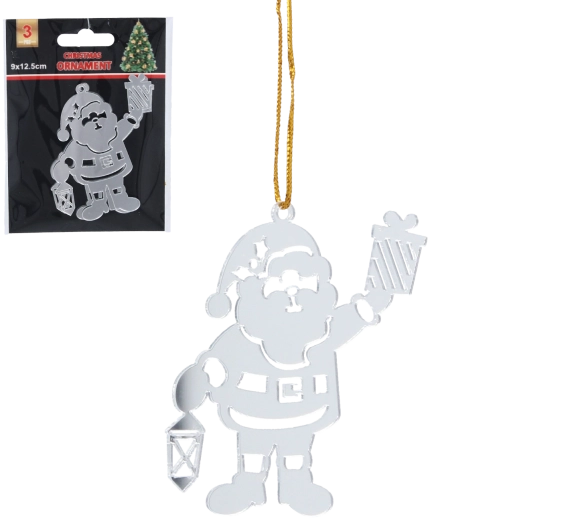 Sæt med sølvfarvede julepynt Nikolaus 3 stk.