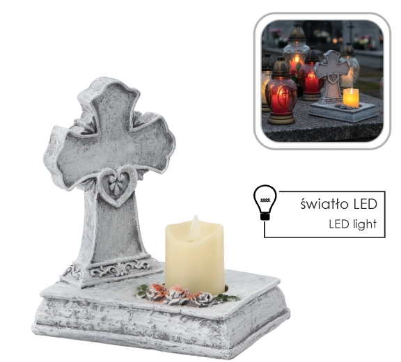 Dekorativt kors med LED-lys 22,5 × 14 × 21,5 cm