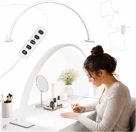 Skyggefri kosmetisk LED-bordlampe til manicure – bue, hvid