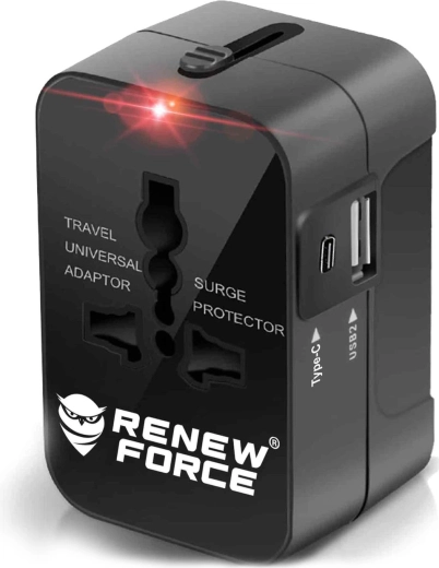 Universel rejseadapter til stikkontakt (US/UK/EU/AU) med USB-opladning