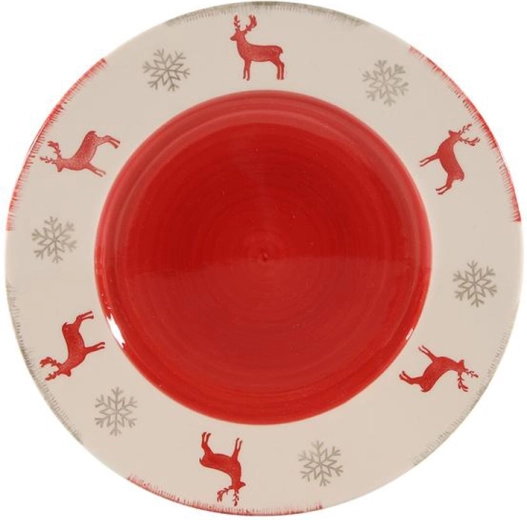 Jule-keramiktallerken til dessert med rensdyr 21 cm