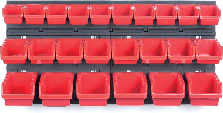 Væghængt panel med 24 værktøjsbokse ORDERLINE 800 × 165 × 400 mm