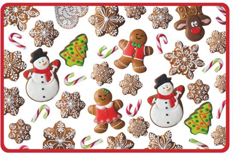 Juleunderlag i plast med honningkagemænd 28,5 × 44 cm