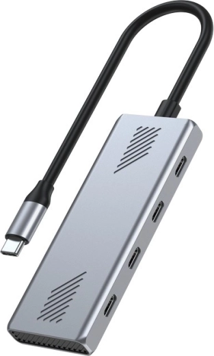 USB‑C-hub 4× USB‑C 10 Gb/s, USB 3.2 Gen 2, metalkonstruktion