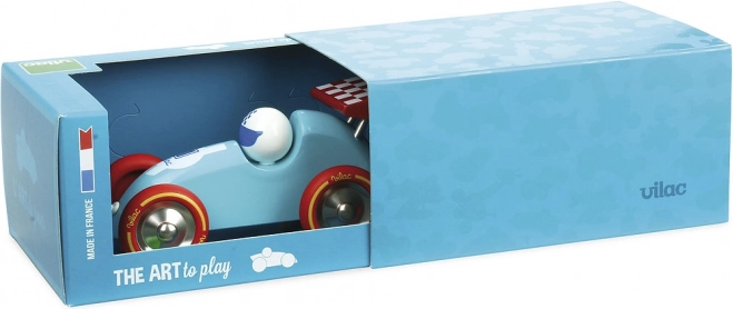 VILAC træk-racerbil turkis med rødt vingespoiler