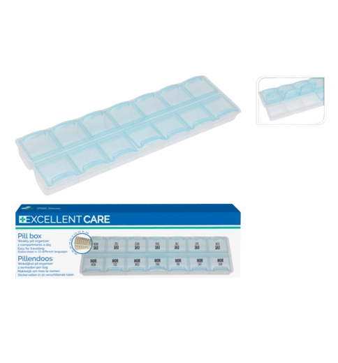Ugentlig pilledispenser med 4 rum pr. dag