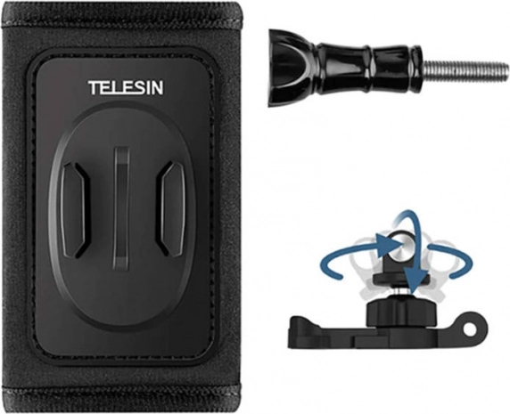TELESIN rygsækholder-sæt med roterende 360° J-krog til actionkameraer