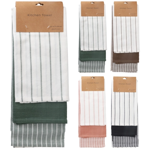 Sæt køkkenhåndklæder i bomuld 70 × 45 cm, 3 stk.