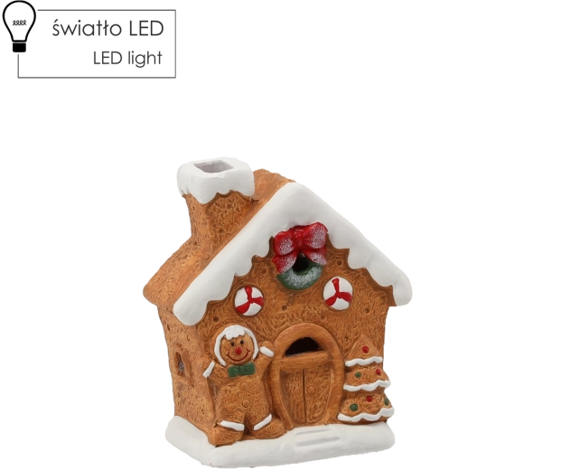 Julefigur – honningkagehus med LED-belysning 12,5 × 6,5 × 14,5 cm