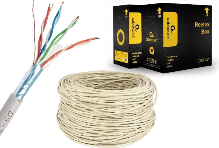 Skærmet installationskabel FTP Cat 5e AWG24 305 m gråt