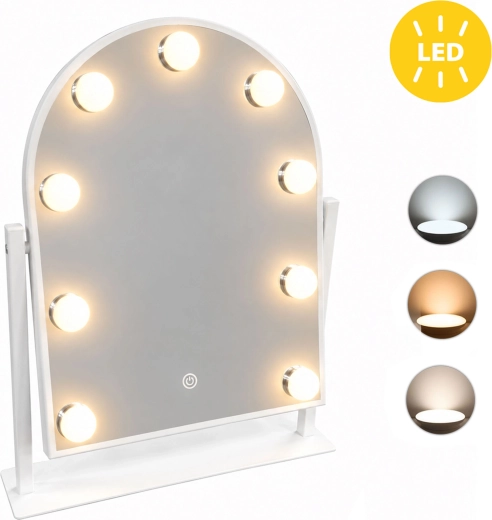 LED-kosmetikspejl ModernHome 30 × 40 cm med 9 pærer