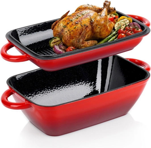 Støbejern emaljeret bradepandesæt 2-i-1 med låg CAST ENAMEL 3,5 / 1,5 l