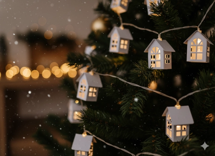 Lyskæde med LED og metalhuse, 10 lys på batteri