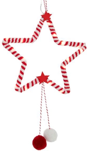 Lysende stjerne med timer, 20 LED, 20 cm