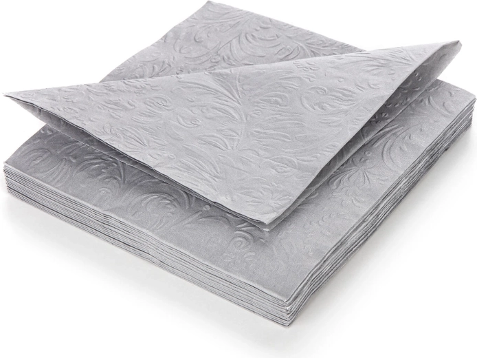 Papirservietter 33 × 33 cm, grå, 3-lags, relief, 20 stk