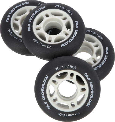 Matte hjul til inline-rulleskøjter NILS Extreme 70 mm 82A, sort, sæt 4 stk