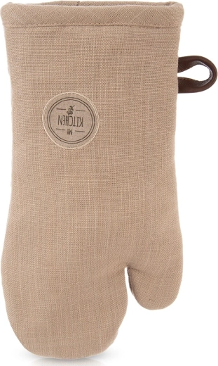 Bomuldskøkkenhandske med magnet, brun 32 cm
