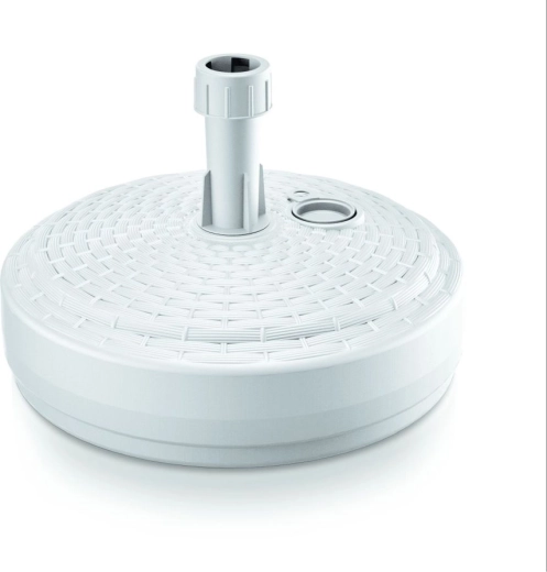 Rund parasolfod 39 cm hvid rattanlook