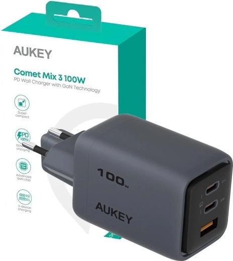 Aukey Hurtigoplader Comet Mix 3 med 3 porte 100W